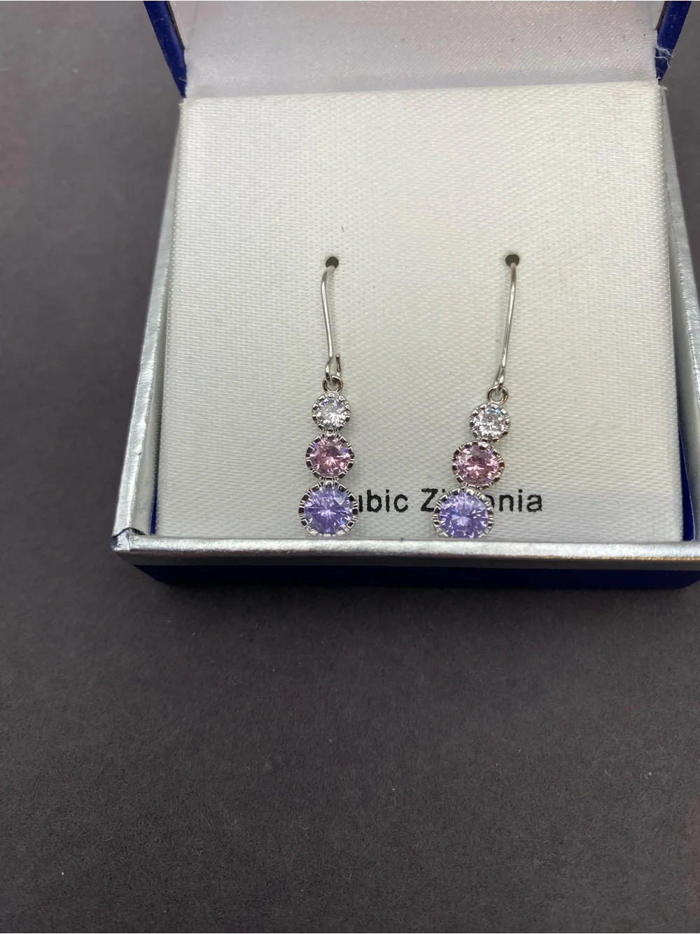 Pink & Lavender Cubic Zirconia Drop Earrings